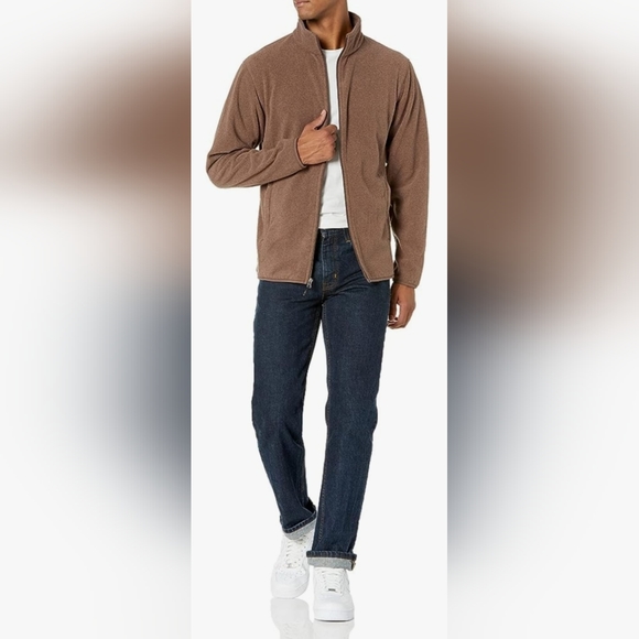 Amazon Essentials Men's Polar Fleece Knit Jacket Full Zip Biege Heather Large - Picture 5 of 15